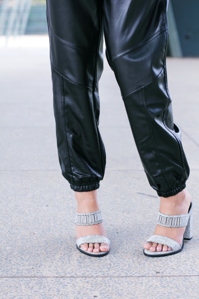 Fashion blogger wears leather jogger 19