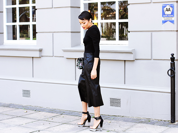 Lace up bodysuit & Leather Culotte {OOTD}